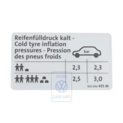 3C0 010 455 M : Autocollant de données pour VW Passat B6