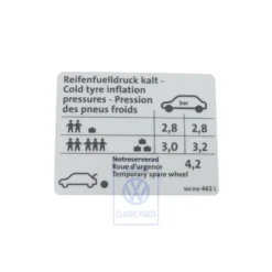 1K0 010 462 L : Plaque de données pour VW Golf Mk4